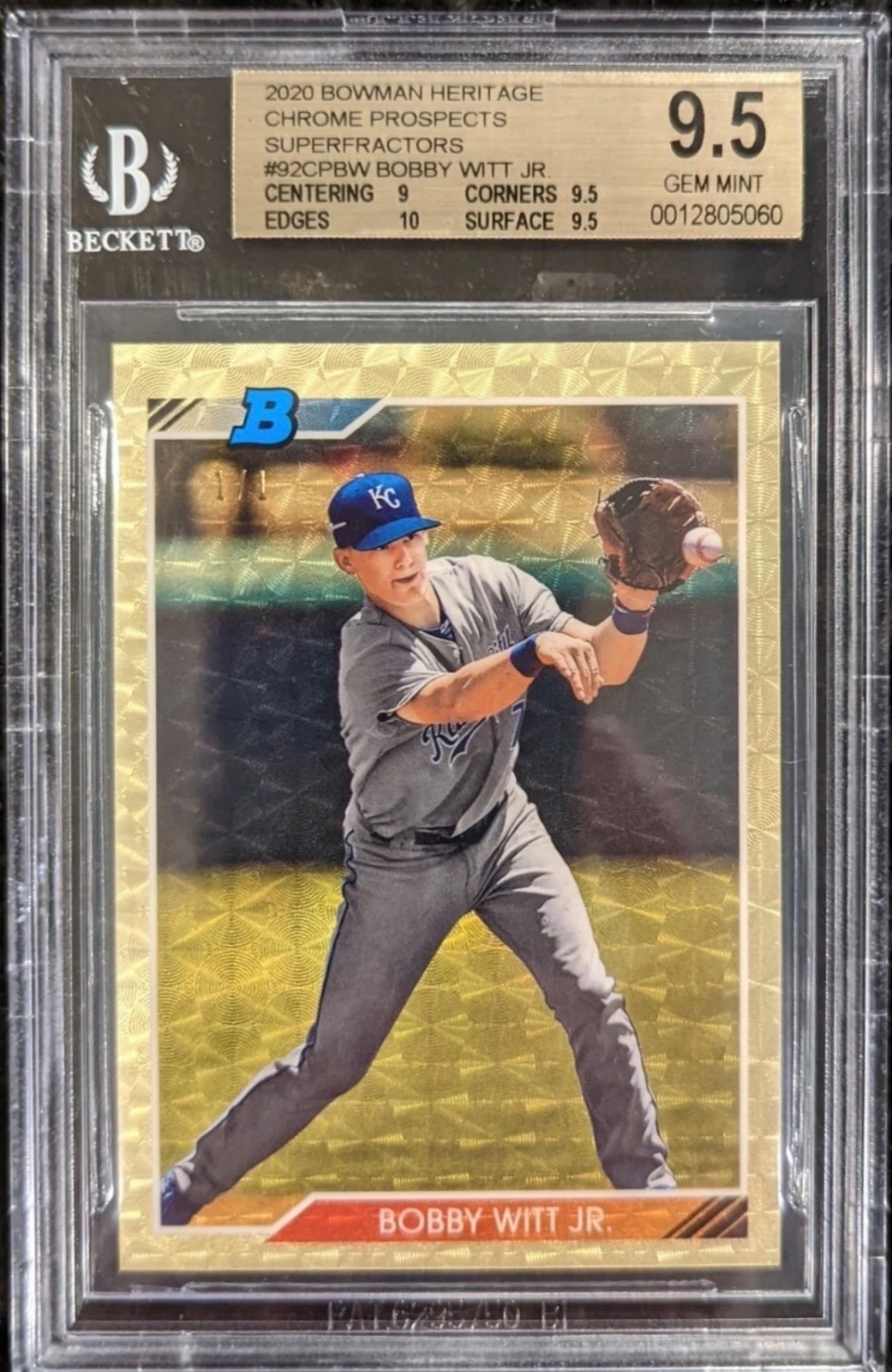 2020 Bowman Heritage 2020 BOBBY WITT JR. BOWMAN HERITAGE SUPERFRACTOR #92 BGS 9.5, BGS 9.5, photo 1 of 2
