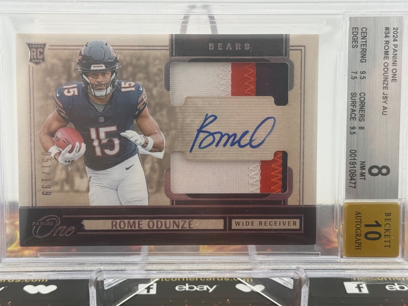 2024 Rome Odunze Panini One Jersey Auto Rookie #34 BGS 8