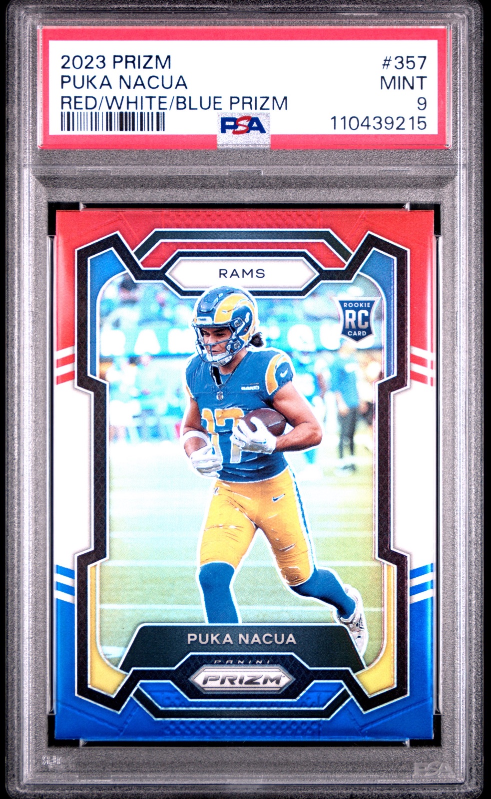 2023 Prizm 2023 PUKA NACUA PRIZM RED/WHITE/BLUE #357 PSA 9, PSA 9, photo 1 of 2