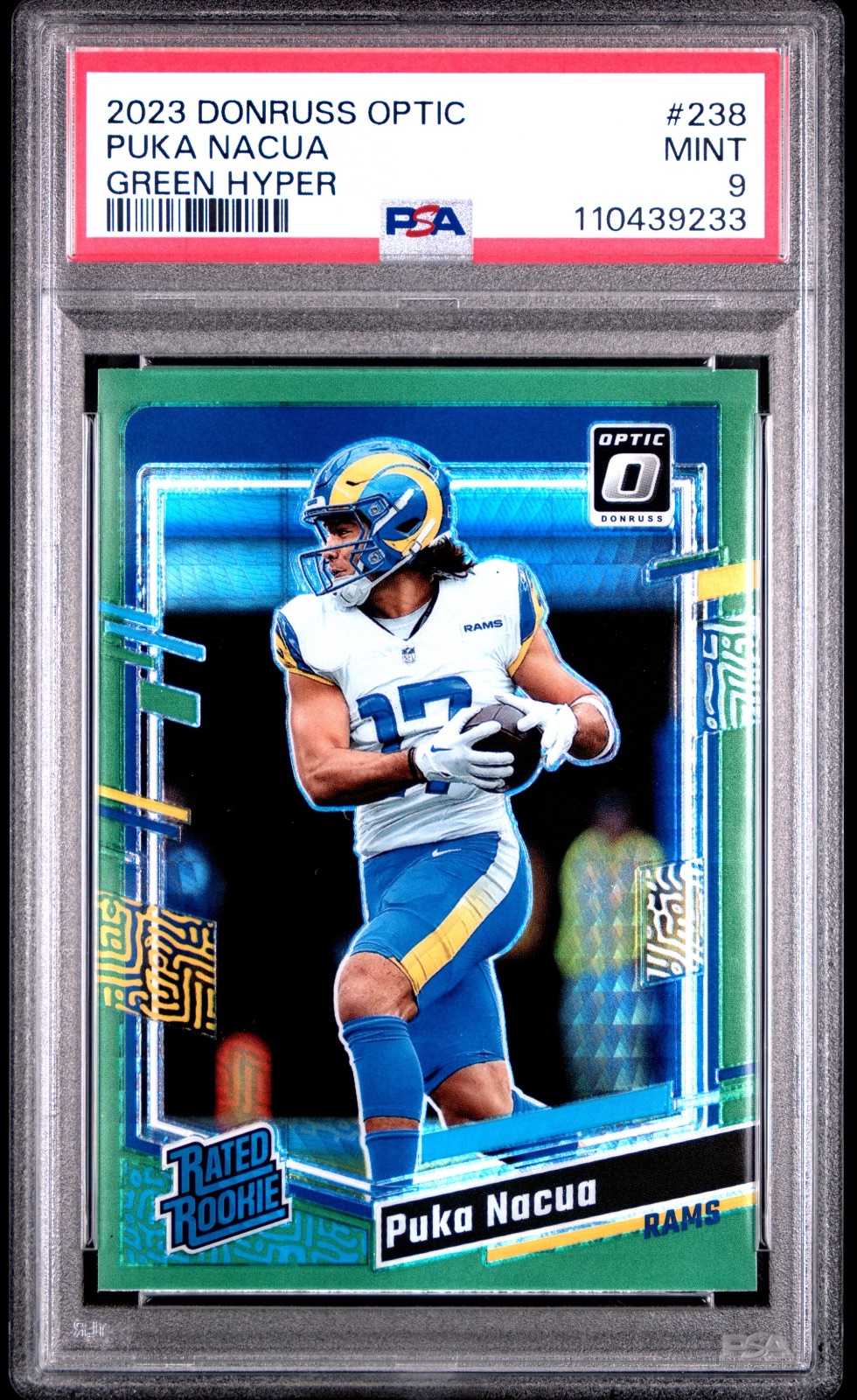 2023 Donruss Optic 2023 PUKA NACUA DONRUSS OPTIC GREEN HYPER #238 PSA 9, PSA 9, photo 1 of 2