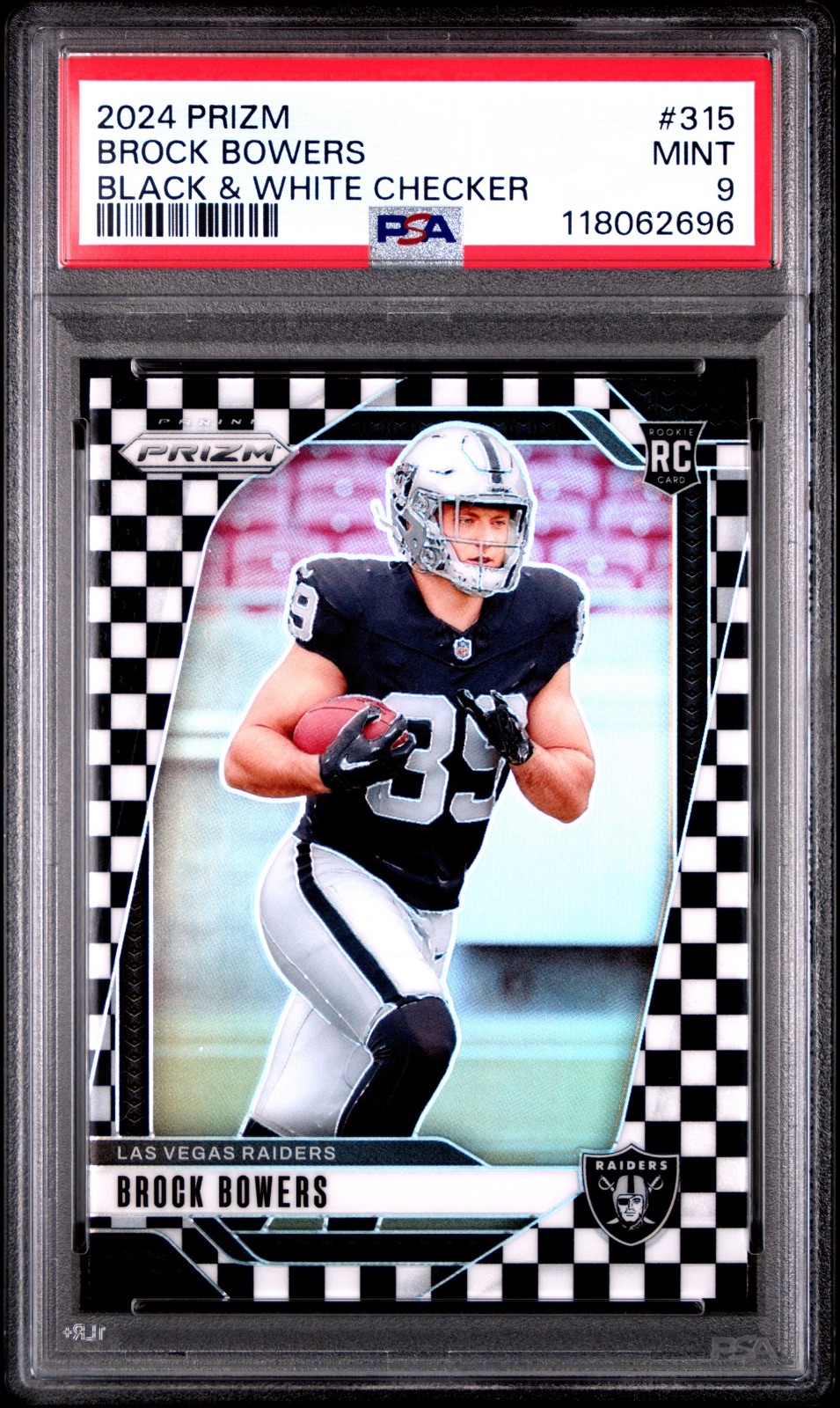 2024 Brock Bowers Prizm Black And White Checkerboard #315 PSA 9