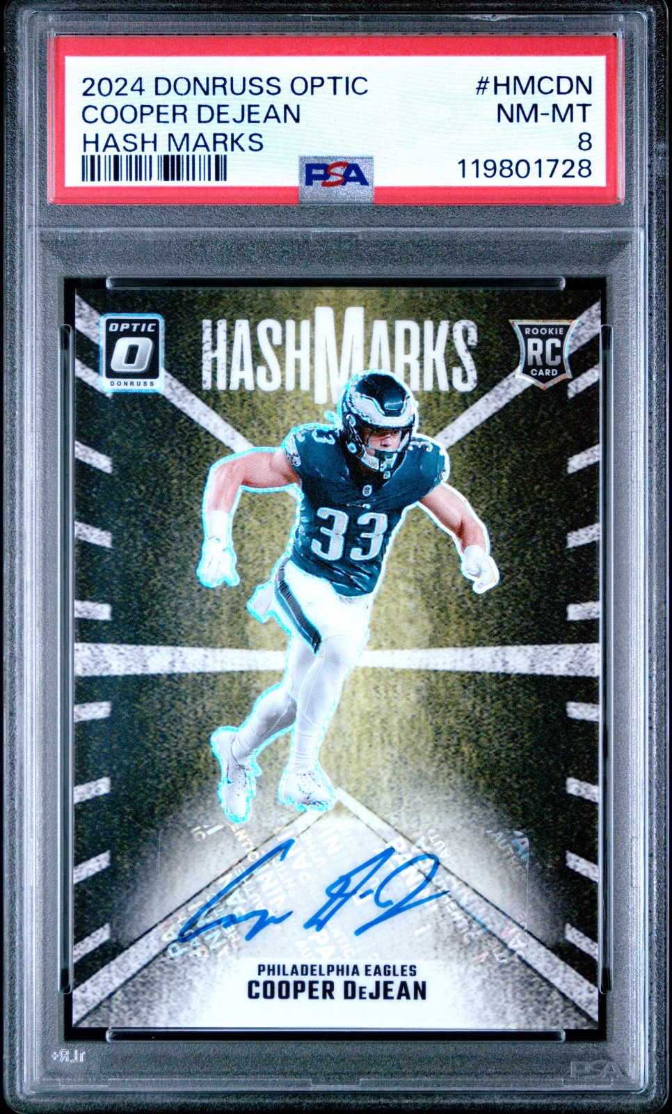 2024 Cooper Dejean Donruss Optic Hashmarks Auto #HMCDN PSA 8