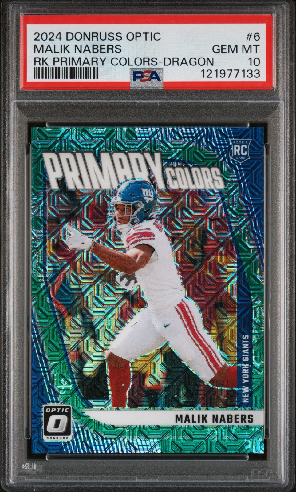 2024 Malik Nabers Donruss Optic Rookie Primary Colors-Dragon Rookie #6 PSA 10