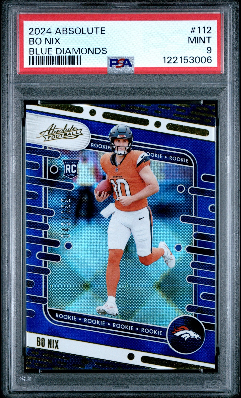 2024 Bo Nix Absolute Blue Diamonds #112 PSA 9