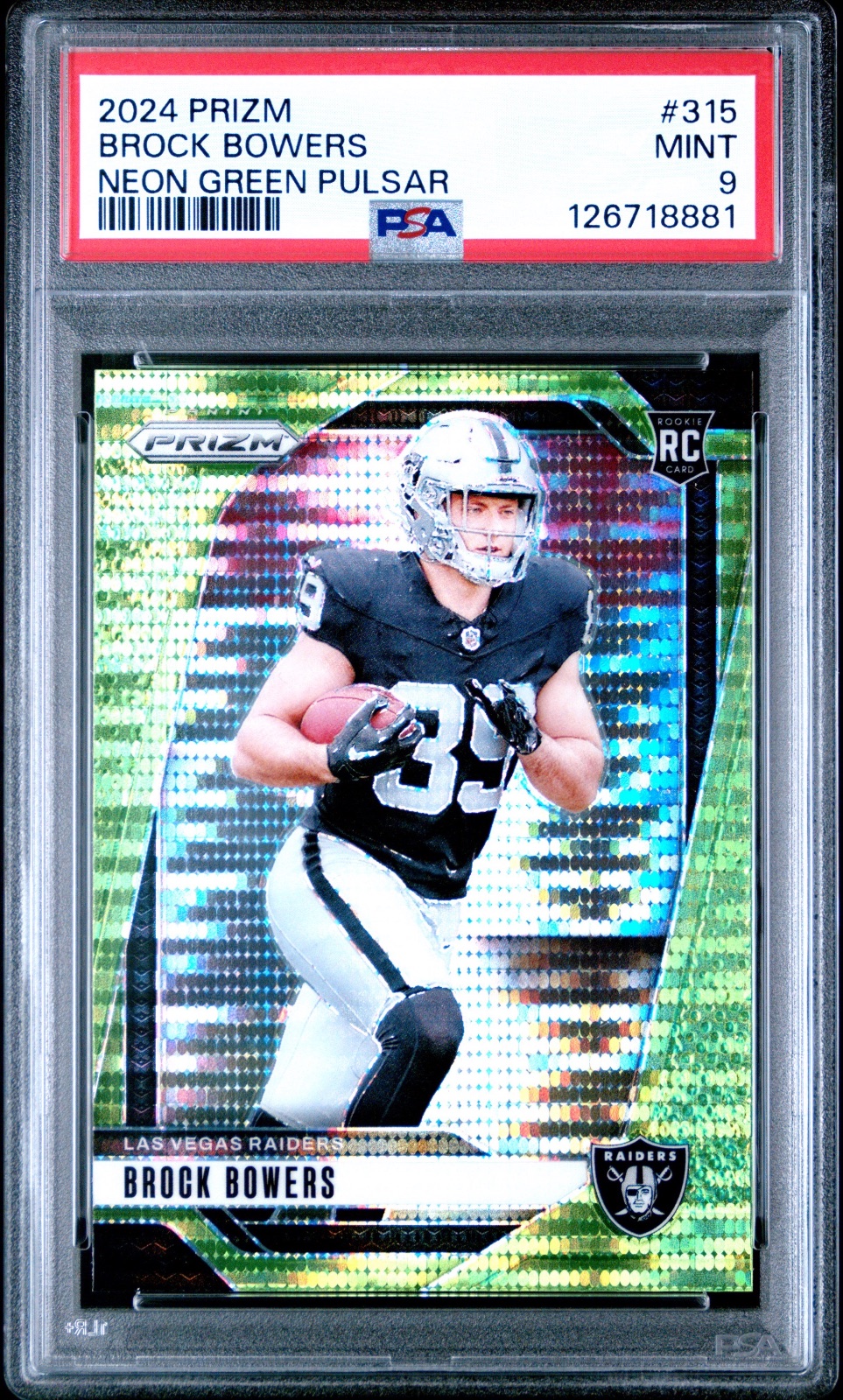 2024 Brock Bowers Prizm Neon Green Pulsar #315 PSA 9