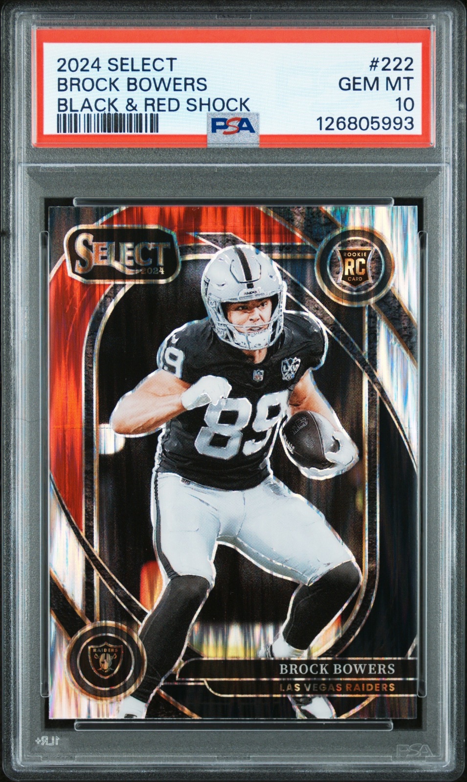 2024 Brock Bowers Select Black And Red Shock #222 PSA 10