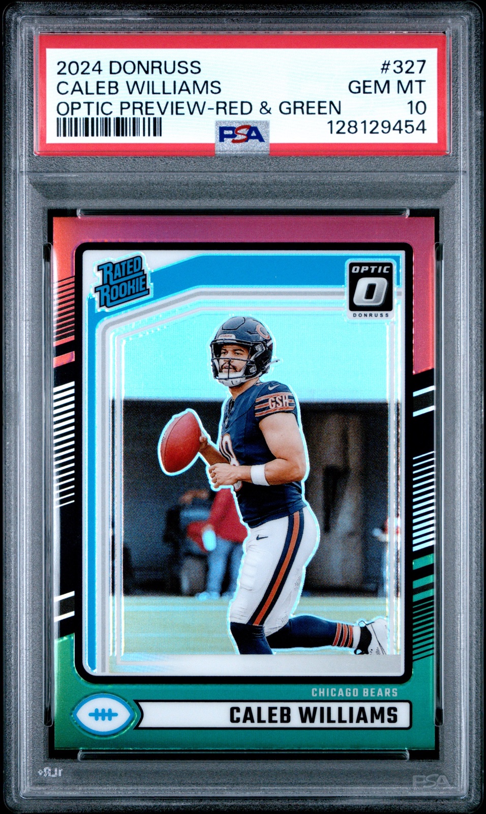 2024 Caleb Williams Donruss Optic Red-Green Preview #327 PSA 10