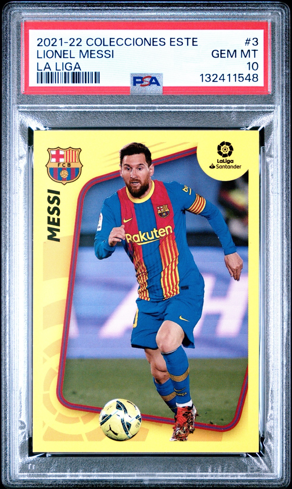 2021 Colecciones Este 2021-22 LIONEL MESSI COLECCIONES ESTE LALIGA #3 PSA 10