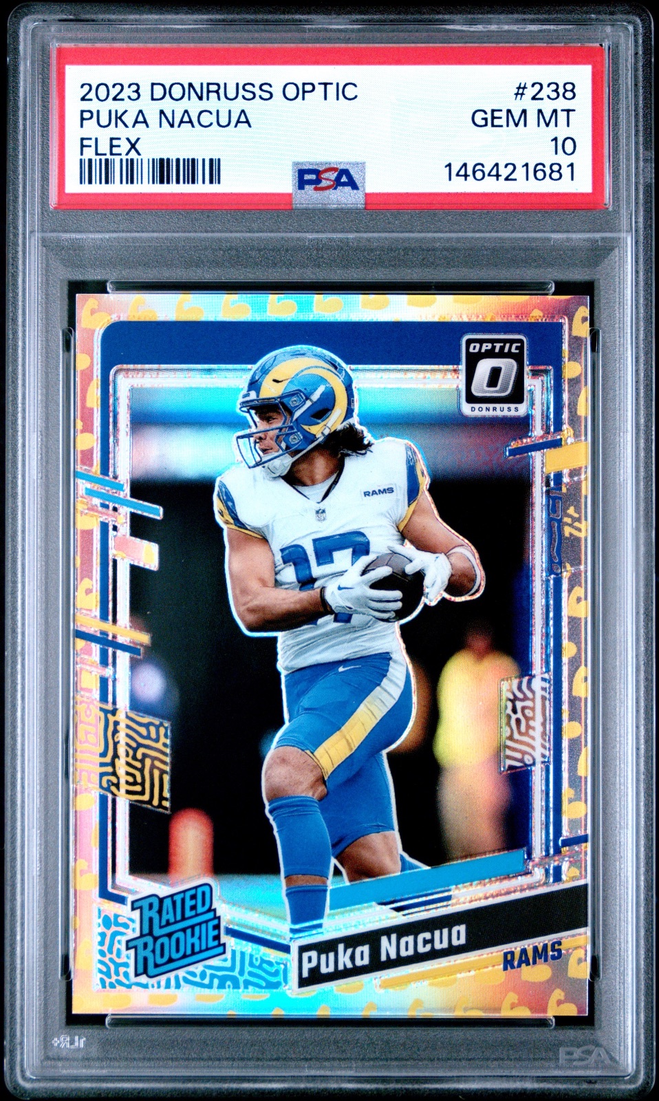 2023 Puka Nacua Donruss Optic Flex Emoji #238 PSA 10