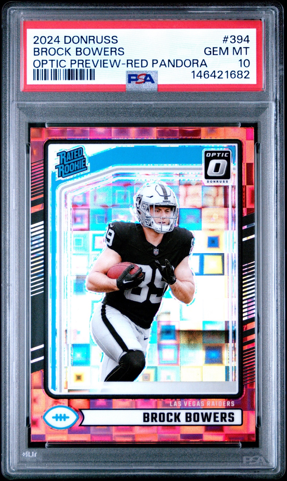 2024 Brock Bowers Donruss Optic Red Pandora #394 PSA 10