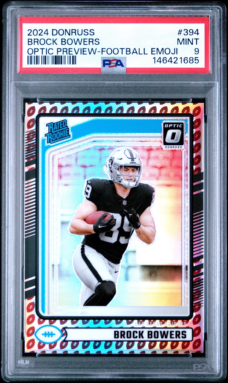 2024 Brock Bowers Donruss Optic Football Emoji #394 PSA 9