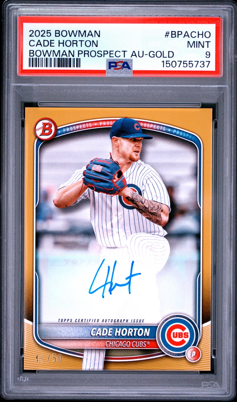 2025 Cade Horton Bowman Good Auto #BPACHO PSA 9