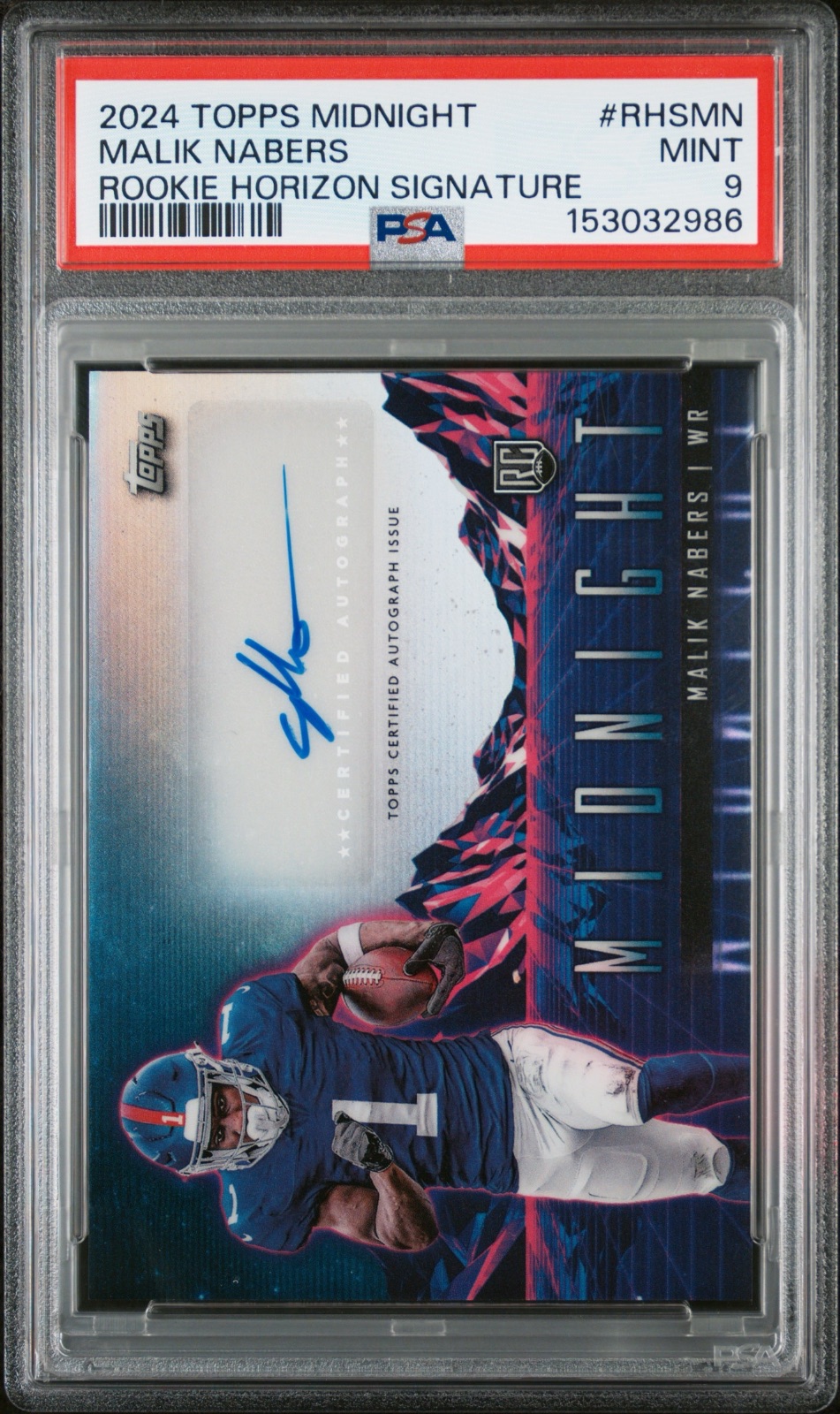 2024 Malik Nabers Topps Midnight Rookie Horizon Signature - Rookie Auto #RHSMN PSA 9