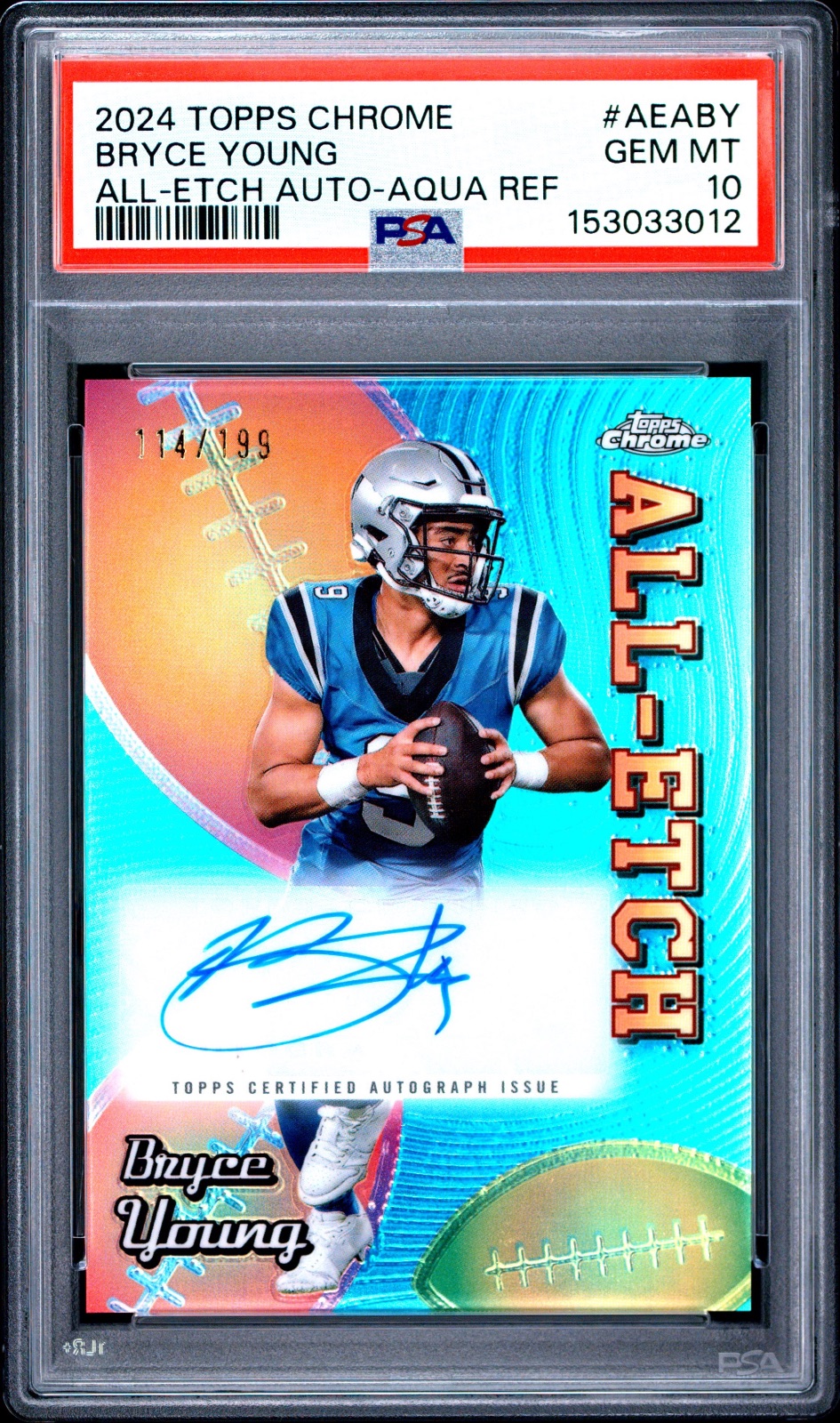2024 Bryce Young Topps Chrome All - Etch Auto Aqua #AEABY PSA 10
