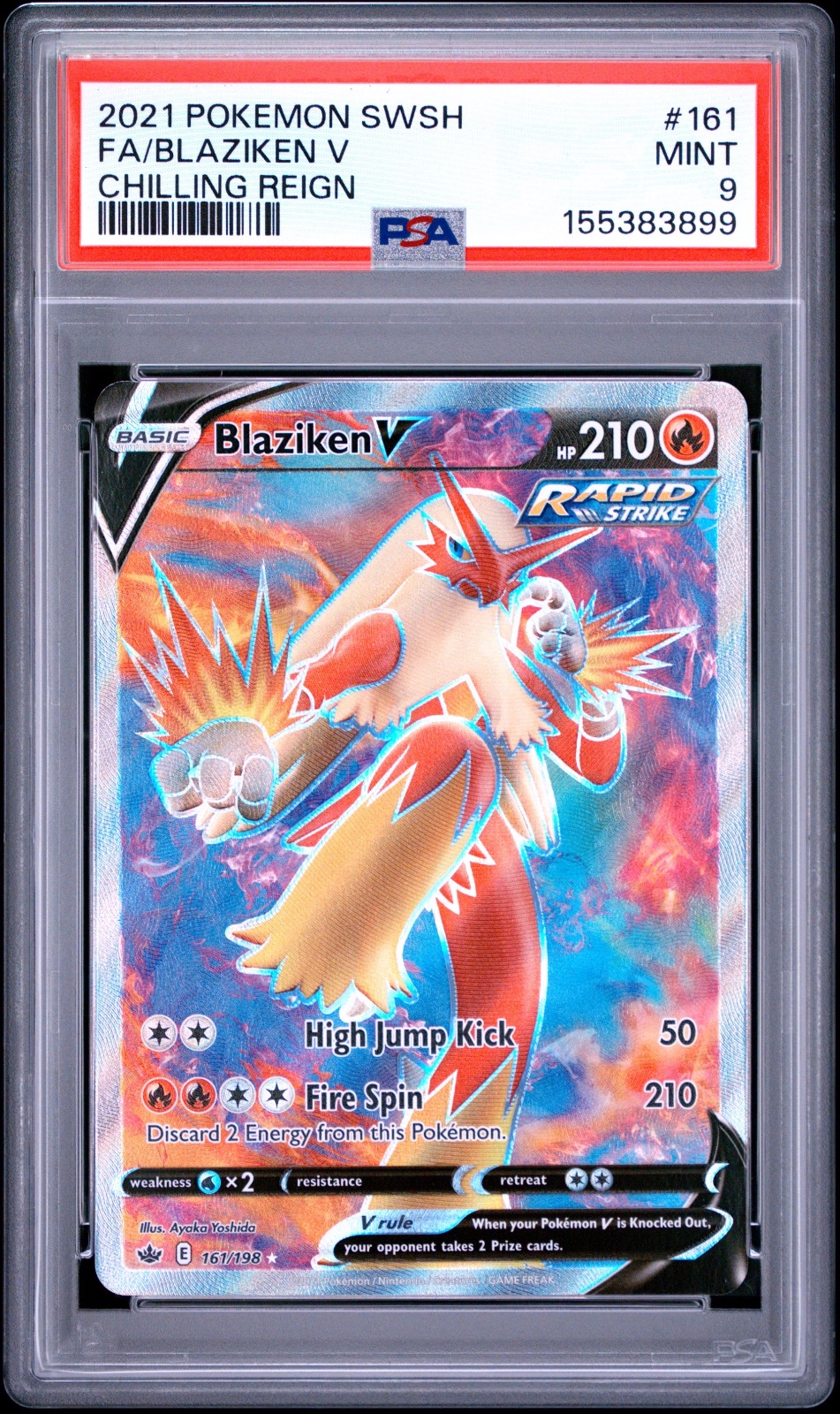 2021  2021 FA BLAZIKEN V #161/198 PSA 9