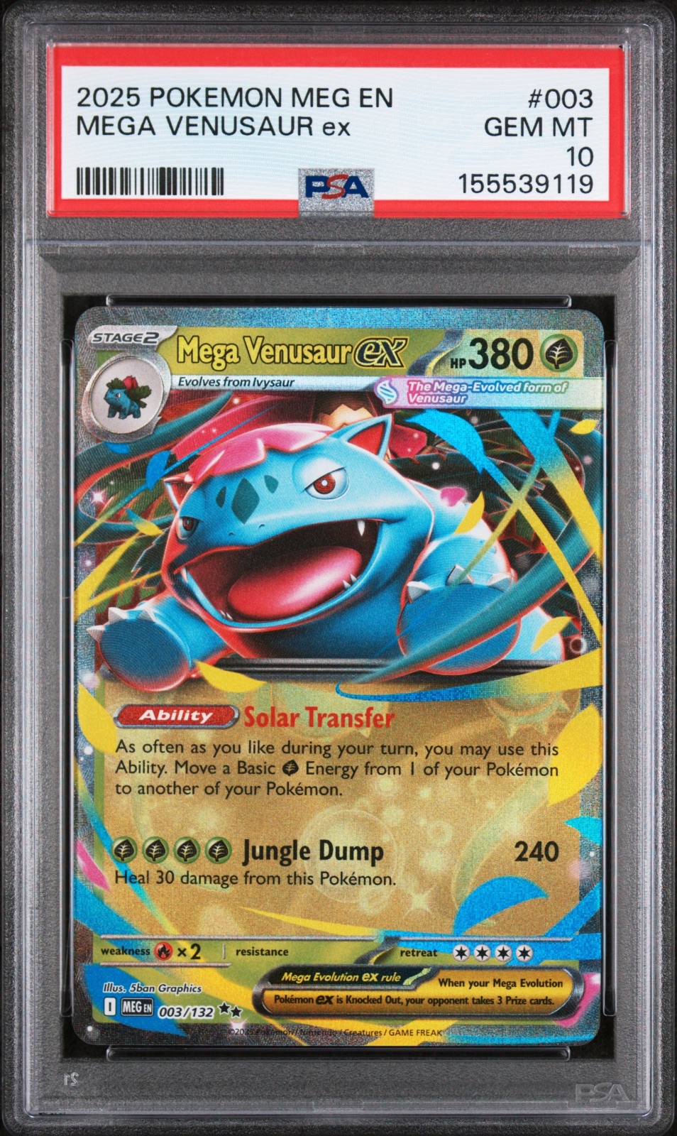 2025  2025 MEGA VENUSAUR EX #003/132 PSA 10
