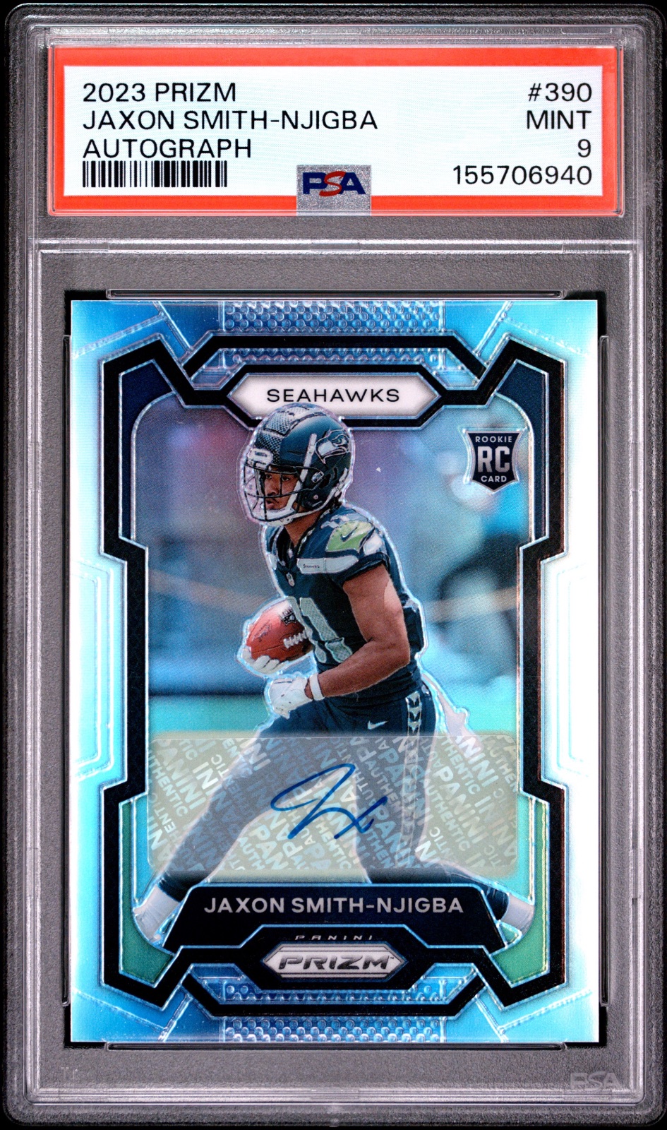2023 Jaxon Smith-Njigba Prizm Rookie Autograph #390 PSA 9