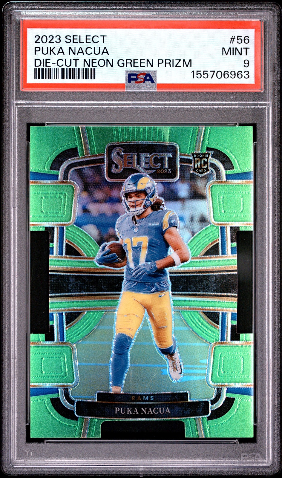 2023 Select 2023 PUKA NACUA SELECT DIE-CUT NEON GREEN PRIZM #56 PSA 9, PSA 9, photo 1 of 2