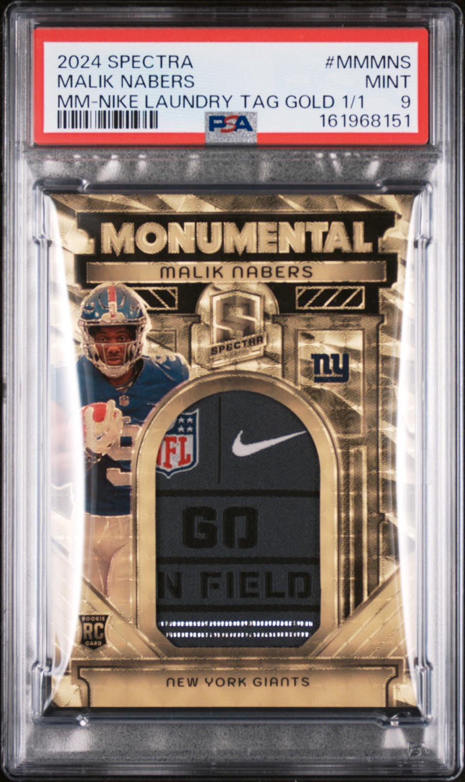 2024 Malik Nabers Spectra Nike Laundry TAG Gold PSA 9
