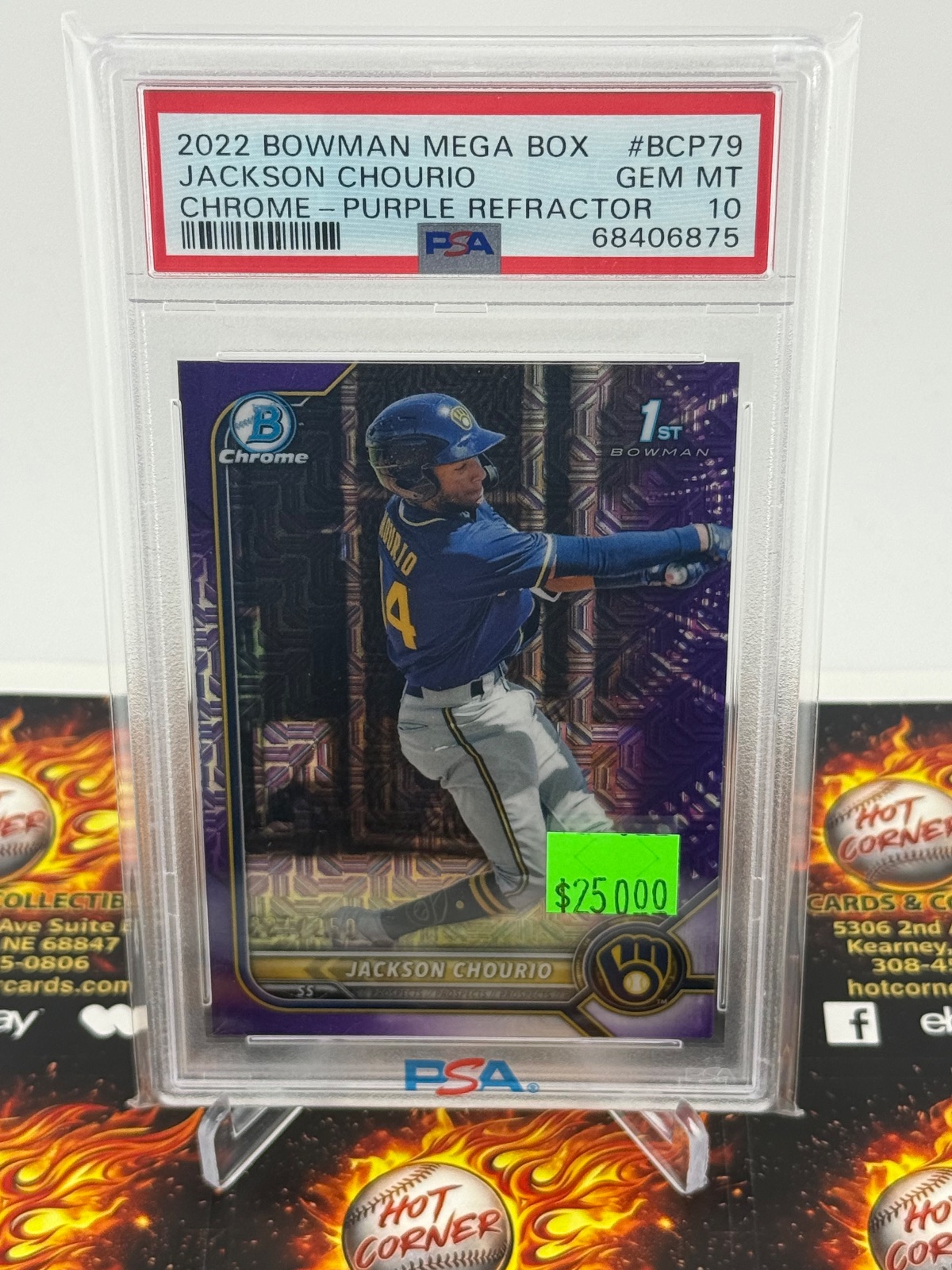 2022 Bowman 2022 JACKSON CHOURIO BOWMAN CHROME PURPLE REFRACTOR #BCP79 PSA 10
