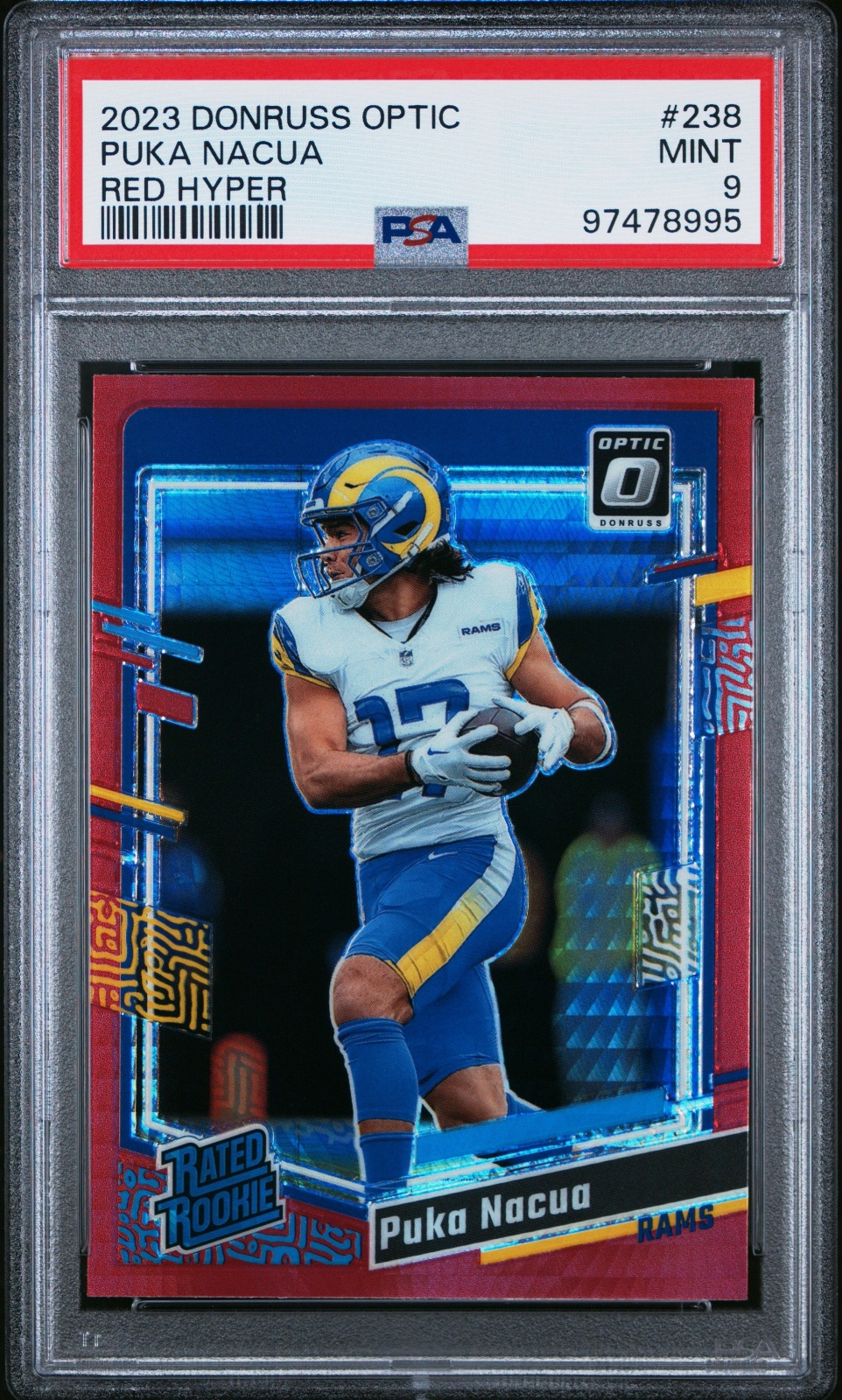 2023 Donruss Optic 2023 PUKA NACUA DONRUSS OPTIC RED HYPER #238 PSA 9, PSA 9, photo 1 of 2
