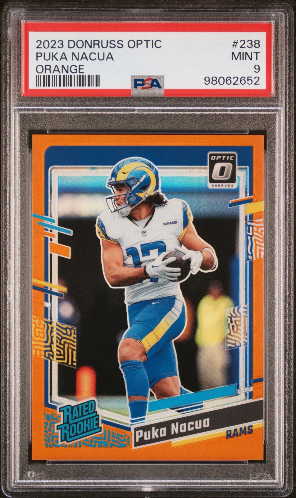 2023 Donruss Optic 2023 PUKA NACUA DONRUSS OPTIC ORANGE #238 PSA 9, PSA 9, photo 1 of 2