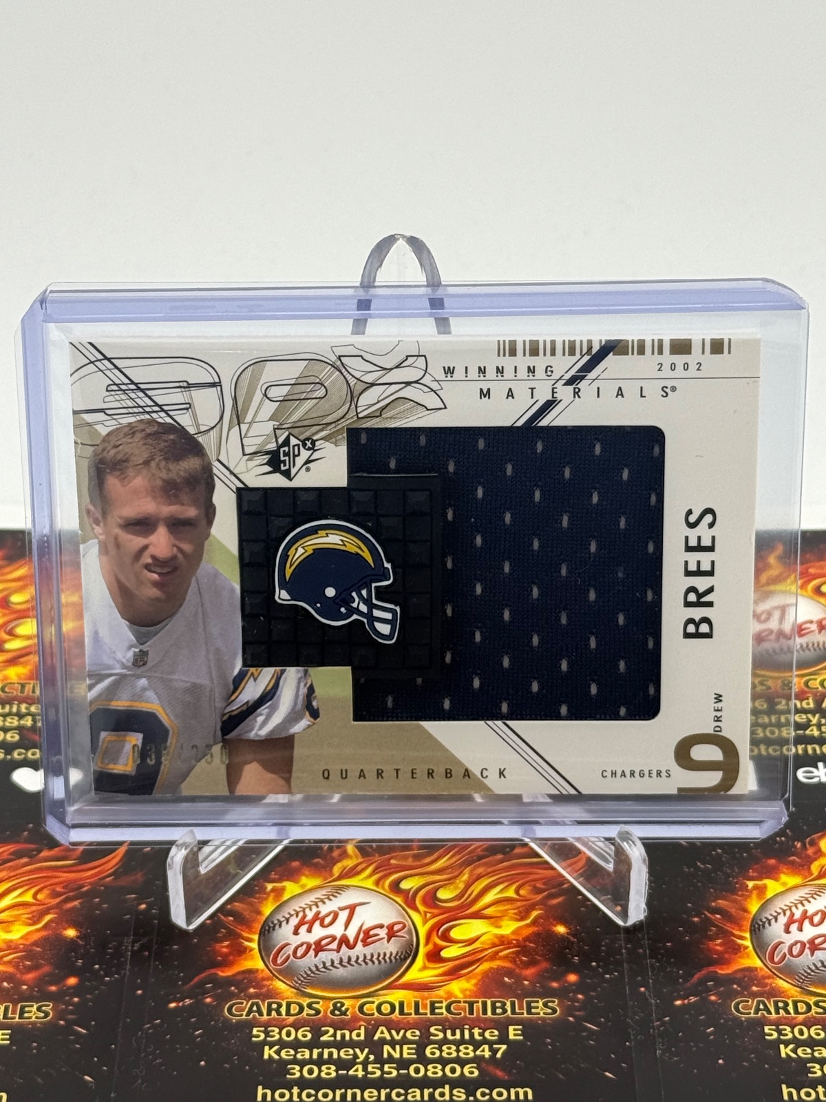 2002 Upper Deck SPX 2002 DREW BREES UPPER DECK SPX WINNING MATERIALS #WM-DW, photo 1 of 3