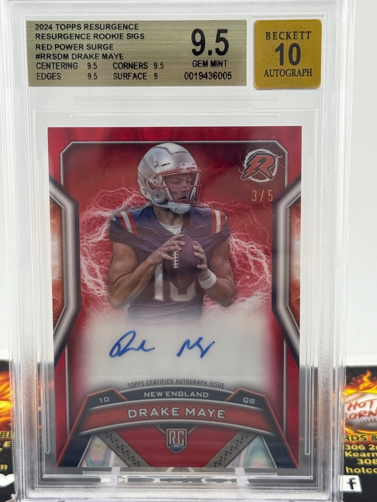 2024 Drake Maye Topps Resurgence Red - Auto #RRS-DM BGS 9.5