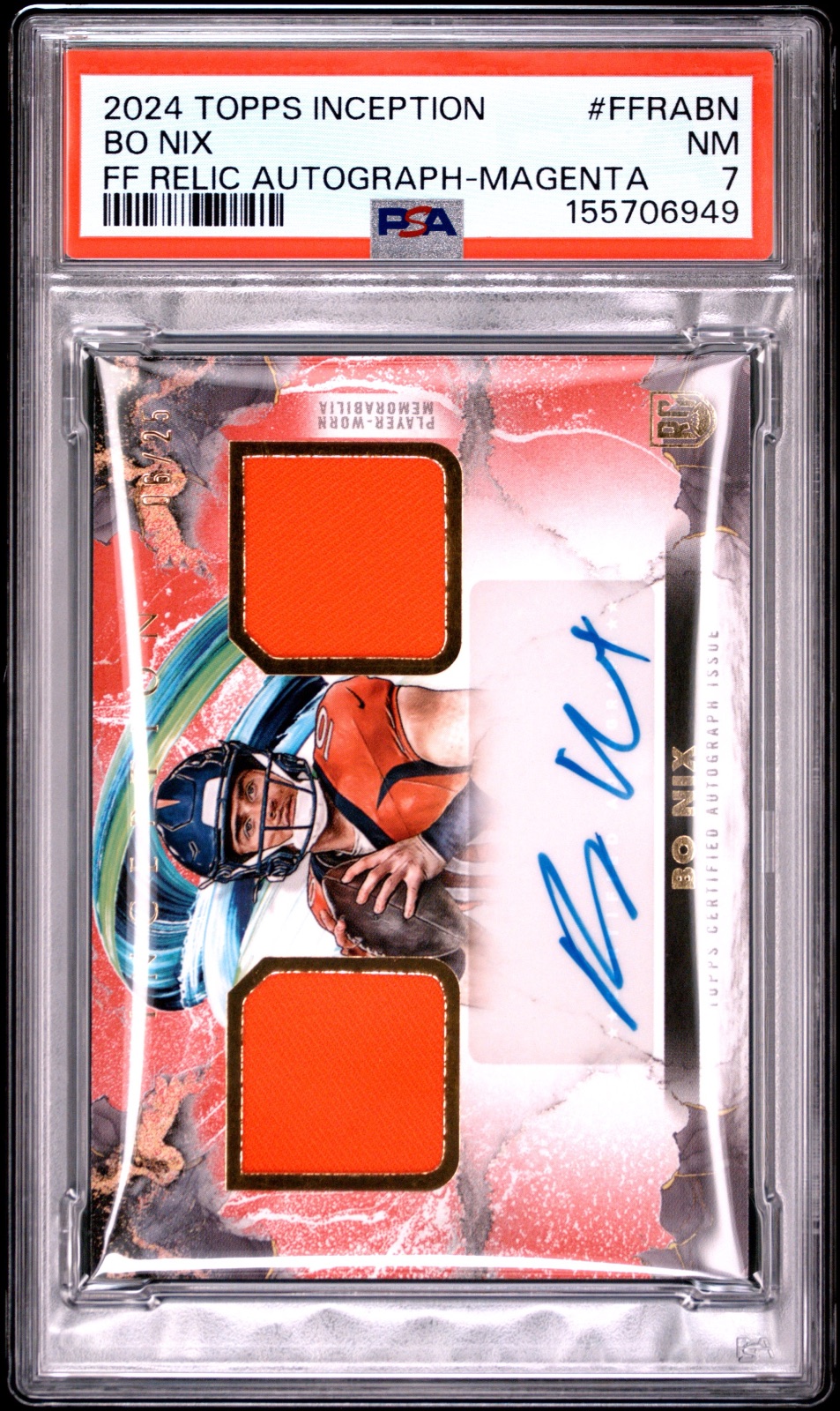 2024 Bo Nix Topps Inception Franchise Foundation RPA PSA 7